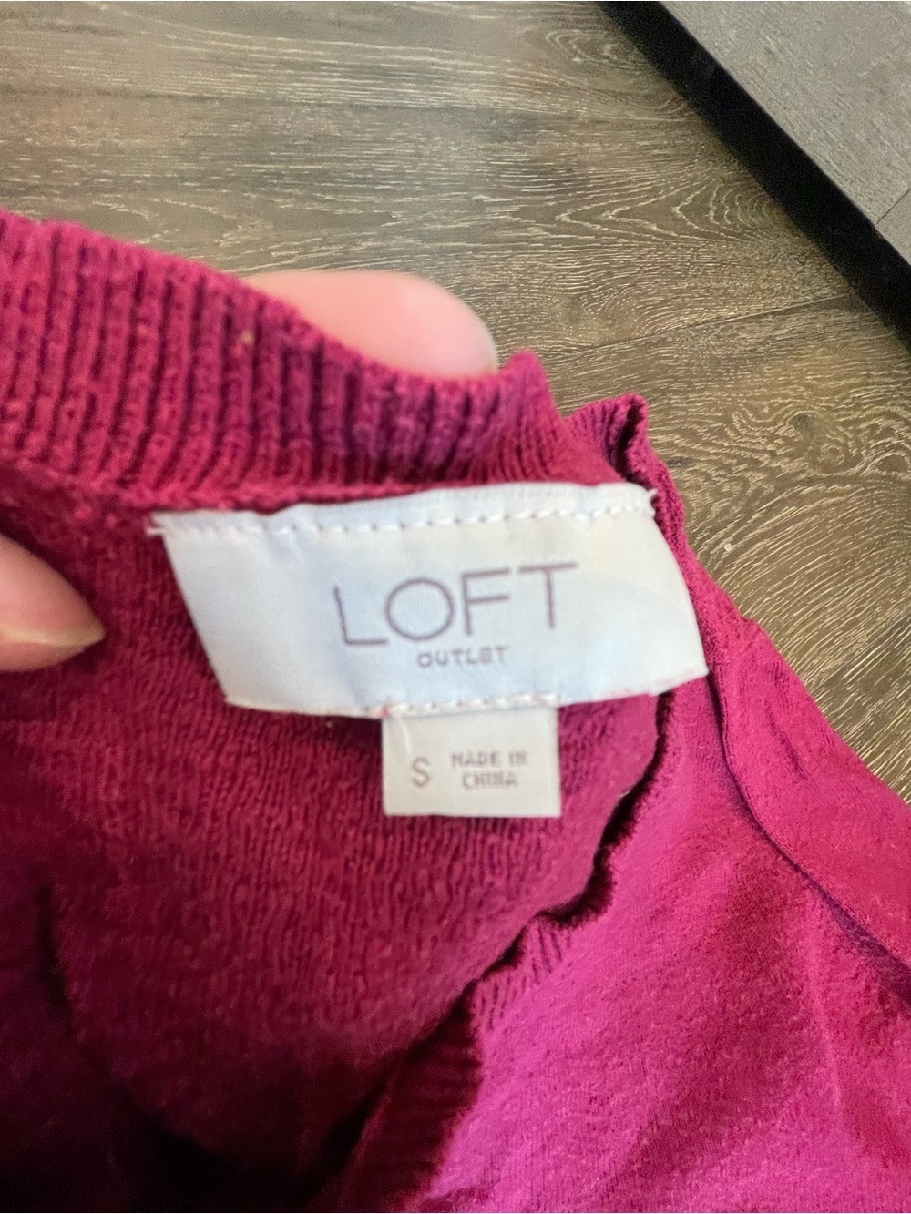 LOFT Outlet Raspberry Crewneck Knit Top - Picture 2 of 3